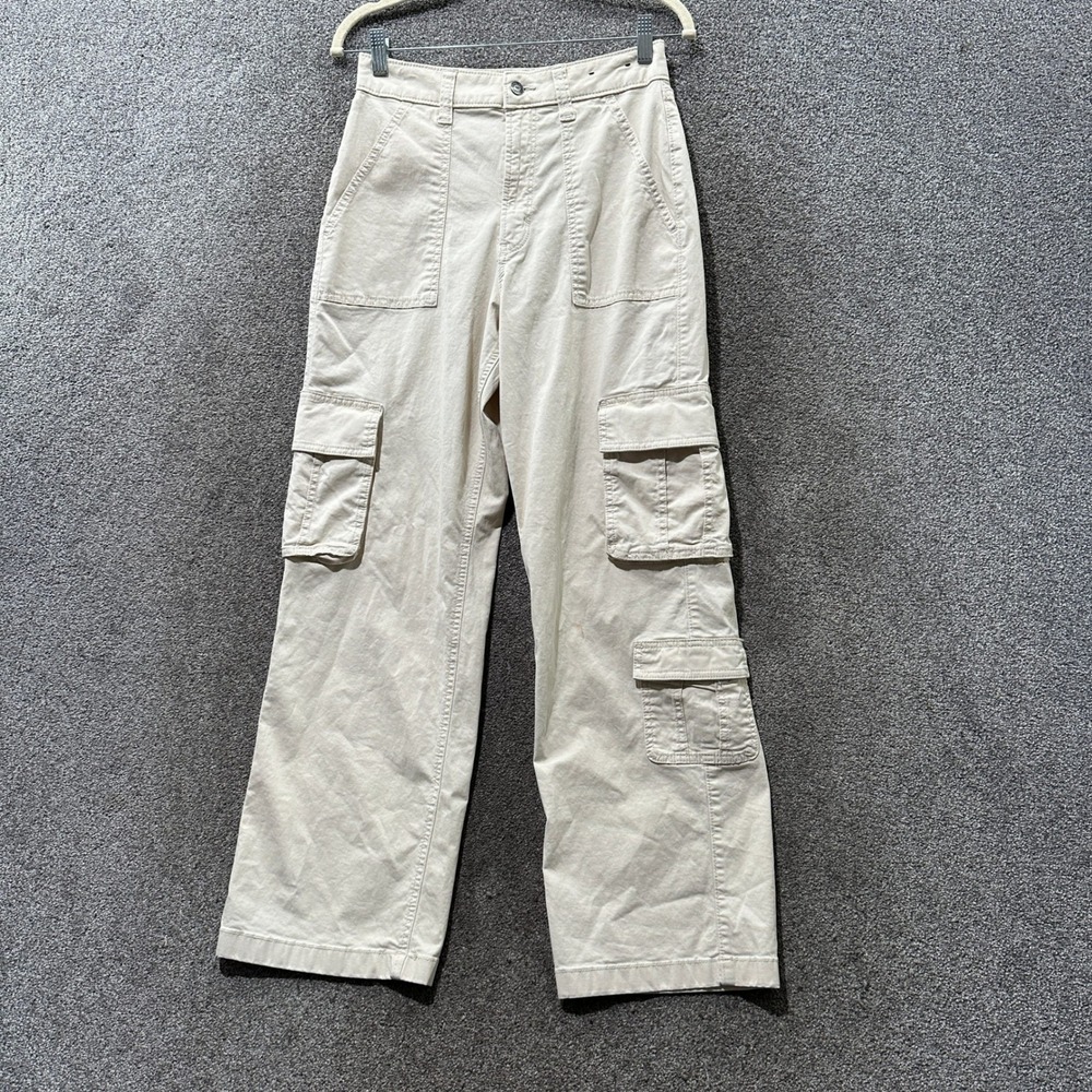 Hollister Ultra High-Rise Baggy Cargo Pants Khaki Beige Women 4R/ W27 Skater